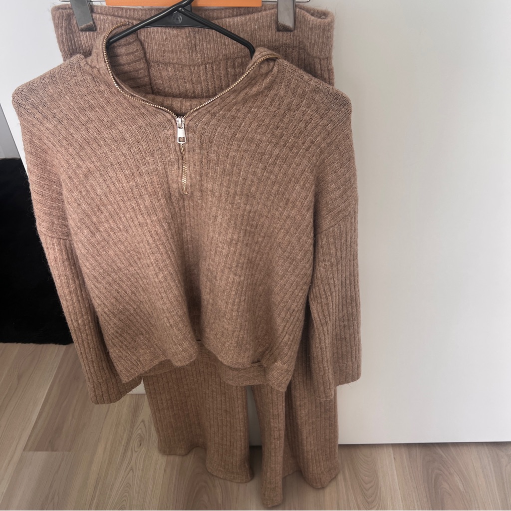 Two Piece Cozy Tan Sweater And Pants